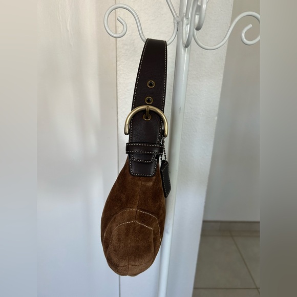 Coach #9503 brown suede small hobo - Picture 4 of 10